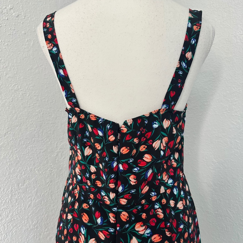 BP Black Floral Tulip Print Square Neck Mini Dress‎ Women's Size M - Picture 5 of 6